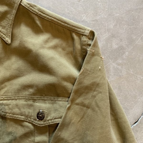 画像8: 【L/XL】40s BSA ボーイスカウト マチ付き チェンジボタン 長袖シャツ カーキ■ビンテージ オールド アメリカ古着 ビッグサイズ (8)