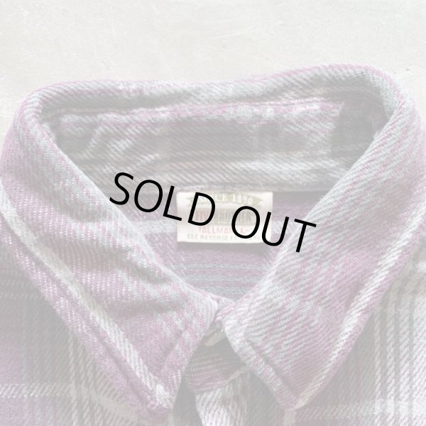 画像3: 【L/XL】90s Five Brother 長袖ヘビーネルシャツ 紫×グレーチェック■ビンテージ オールド アメリカ古着 USA製 ファイブブラザー (3)