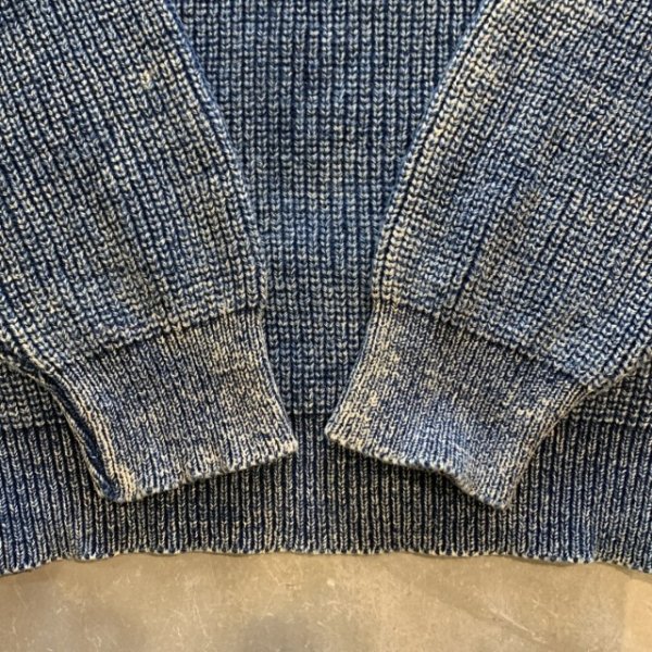 画像5: 【S/M or Ladies】UNKNOWN インディゴ コットンニット セーター 青無地■ビンテージ オールド アメリカ古着 90s レディース 短丈 (5)