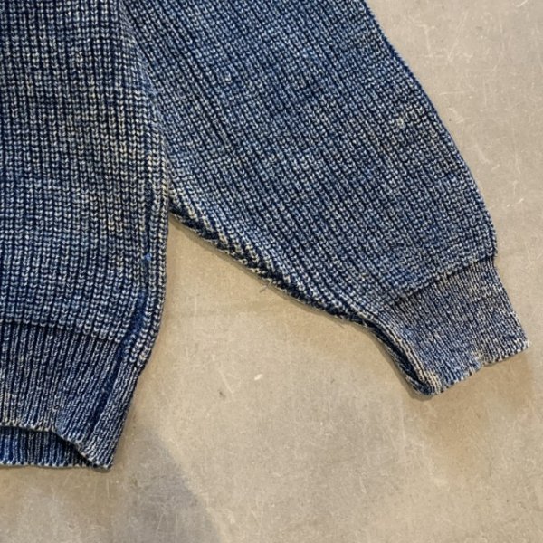 画像10: 【S/M or Ladies】UNKNOWN インディゴ コットンニット セーター 青無地■ビンテージ オールド アメリカ古着 90s レディース 短丈 (10)