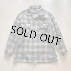 画像: 【M】60s USA製 PENDLETON ボックス 長袖ウールシャツ チェック■ビンテージ アメリカ古着 ペンドルトン ボートシャツ オープンカラー