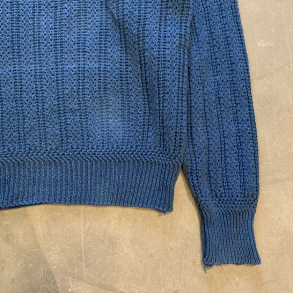 画像4: 【M/L】BOSTON CLIPPER ラミー×コットンニット セーター 青無地■ビンテージ オールド アメリカ古着 90s ブルー 短丈 (4)