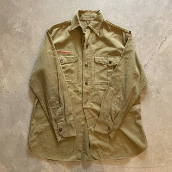 画像7: 【L/XL】40s BSA ボーイスカウト マチ付き チェンジボタン 長袖シャツ カーキ■ビンテージ オールド アメリカ古着 ビッグサイズ (7)