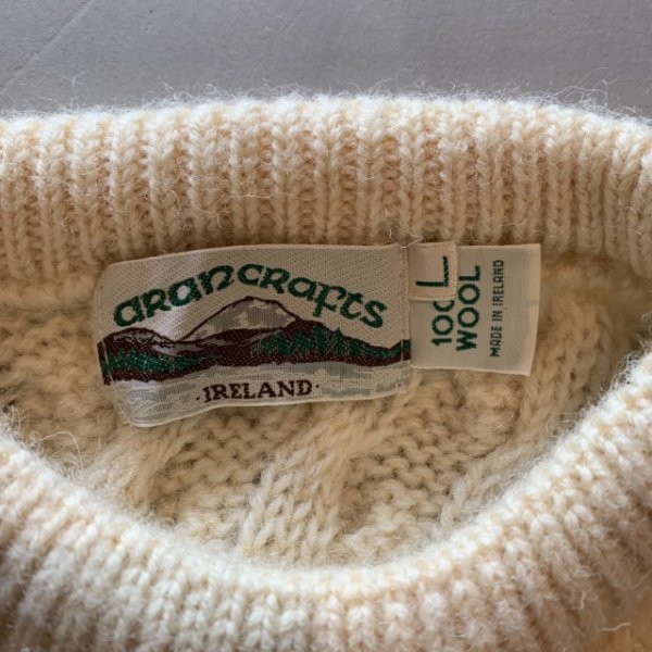 画像3: 【L】アイルランド製 arancrafts ケーブル編み ウールセーター 生成り色■ビンテージ アメリカ古着 フィッシャーマン アランニット (3)