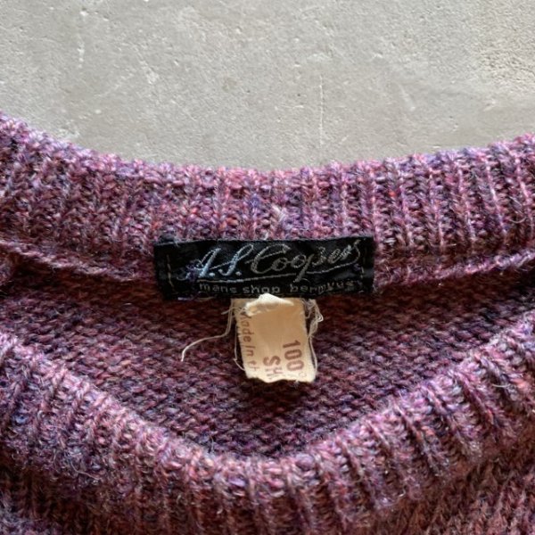 画像3: 【L/XL】アイルランド製 A.S.Cooper ウールセーター ニット パープル 紫■ビンテージ オールド アメリカ古着 ユーロ メランジ (3)