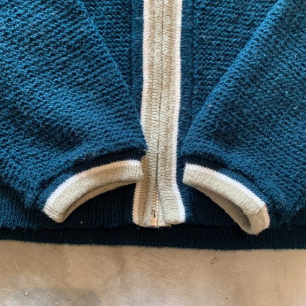 画像6: 【S or Ladies】60s-70s UNKNOWN アクリルニット ジップカーディガン セーター 深緑■ビンテージ オールド アメリカ古着 レディース (6)