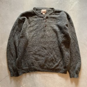 画像: 【XL】USA製 Woolrich ヘンリーネック ウールセーター ニット ダークグレー■ビンテージ オールド アメリカ古着 90s ウールリッチ