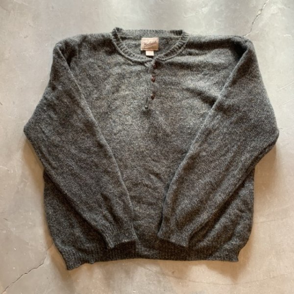 画像4: 【XL】USA製 Woolrich ヘンリーネック ウールセーター ニット ダークグレー■ビンテージ オールド アメリカ古着 90s ウールリッチ (4)