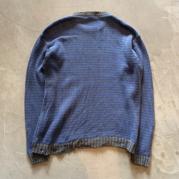 画像7: 【XL】Eddie Bauer コットンニット セーター ブルー×グレー ボーダー■ビンテージ オールド アメリカ古着 90s-2000s エディーバウアー (7)