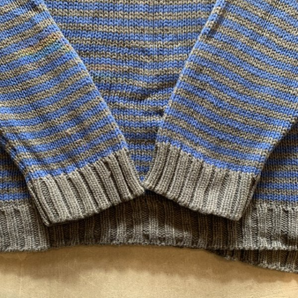 画像6: 【XL】Eddie Bauer コットンニット セーター ブルー×グレー ボーダー■ビンテージ オールド アメリカ古着 90s-2000s エディーバウアー (6)