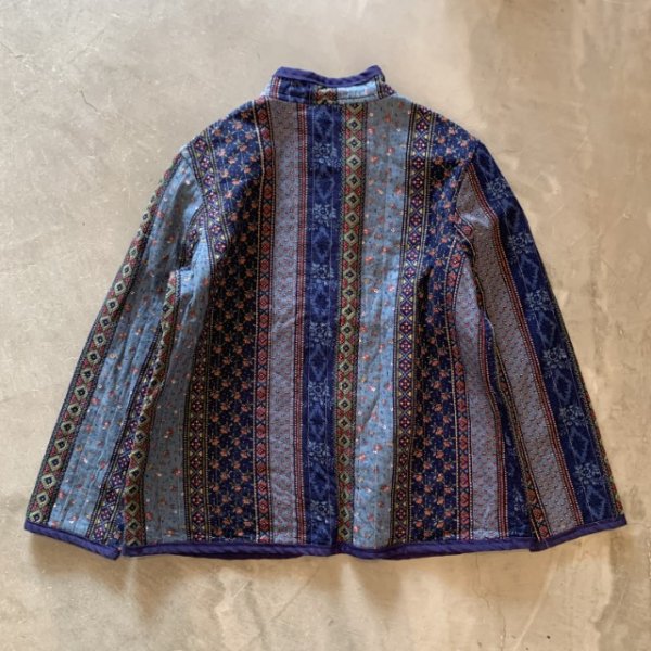画像7: 【Ladies】UNKNOWN リバーシブルジャケット 紺 総柄 花柄■ビンテージ レトロ アメリカ古着 レディース キルティング チャイナシャツ (7)