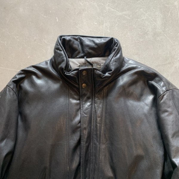 画像2: 【XL/XXL】80s-90s Eddie Bauer オールレザー グースダウンジャケット ブラック 黒■ビンテージ アメリカ古着 革ジャン エディーバウアー (2)