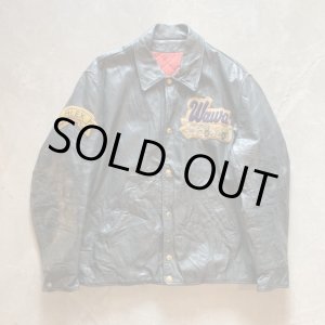 画像: 【XL】70s-80s UNKNWON オールレザージャケット スタジャン ネイビー■ビンテージ レトロ アメリカ古着 革ジャン 襟付き カナダ製