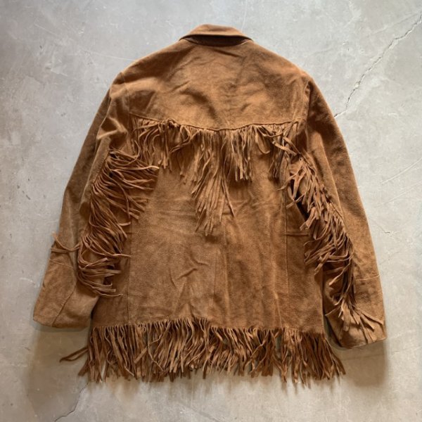 画像10: 【L】70s USA製 Pioneer Wear フリンジ スエードレザージャケット ブラウン 茶■ビンテージ レトロ アメリカ古着 革ジャン ウエスタン (10)