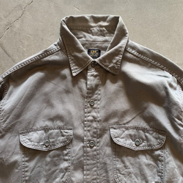 画像2: 【L/XL 16 1/2】60s-70s USA製 Lee マチ付き 長袖ワークシャツ グレー■ビンテージ オールド アメリカ古着 チェトパ コットン (2)
