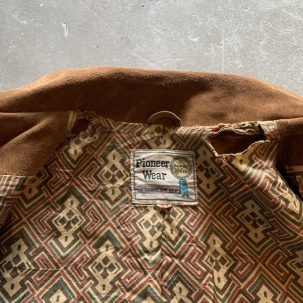 画像7: 【L】70s USA製 Pioneer Wear フリンジ スエードレザージャケット ブラウン 茶■ビンテージ レトロ アメリカ古着 革ジャン ウエスタン (7)