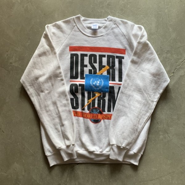 画像5: 【L/XL】90s USA製 Velva Sheen ミリタリープリントスウェット 白■ビンテージ オールド アメリカ古着 トレーナー イラク戦争 (5)