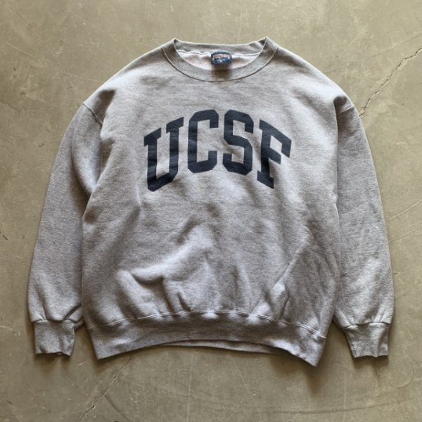 画像1: 【XL】90s USA製 JANSPORT カレッジプリント スウェット グレー■ビンテージ オールド アメリカ古着 トレーナー ジャンスポーツ (1)