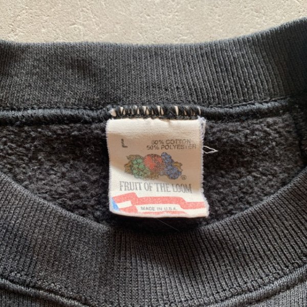 画像3: 【M/L】80s-90s USA製 Fruit of the Loom ラグランスウェット ブラック 黒無地■ビンテージ オールド アメリカ古着 トレーナー フルーツ (3)