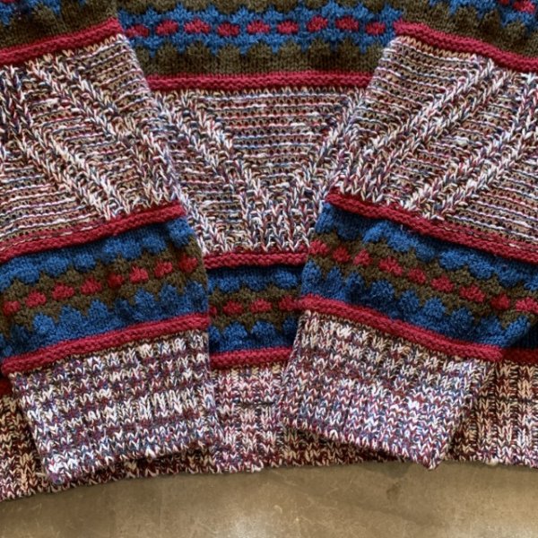 画像6: 【L/XL】UNKNOWN コットンニット セーター ボーダー ミックス■ビンテージ オールド レトロ アメリカ古着 80s-90s (6)