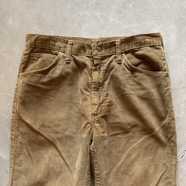 画像2: 【W32(W31)】70s USA製 Wrangler フレア コーデュロイパンツ ブラウン 茶系■ビンテージ オールド アメリカ古着 刺繍 ラングラー (2)