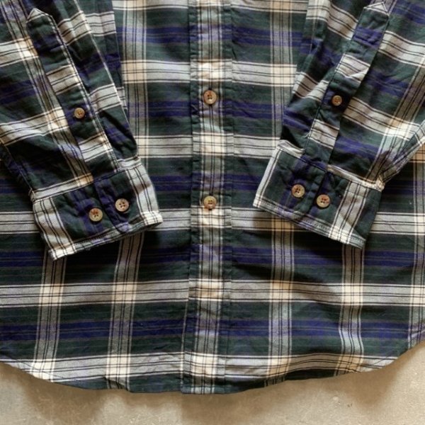 画像5: 【M/L】デッドストック WOODS&GRAY 長袖シャツ 緑チェック■ビンテージ オールド アメリカ古着 90s ボタンダウン (5)