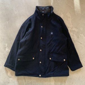 画像: 【L/XL】フランス SERGE BLANCO フルジップ ウールジャケット ネイビー■ビンテージ オールド ヨーロッパ古着 ユーロ ハーフコート