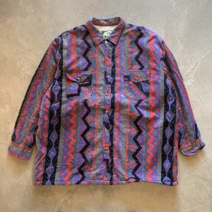 画像: 【XXL】LACS&MONTAGNES 裏ボア シャツジャケット ネイティブ柄 総柄 紫■ビンテージ オールド アメリカ古着 メキシカン
