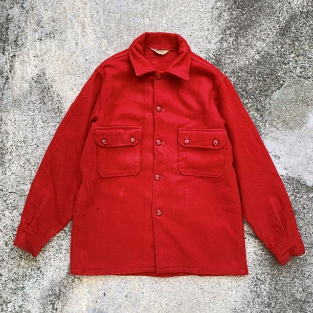 M/L】60s BSA ボーイスカウト ウールシャツジャケット レッド 赤