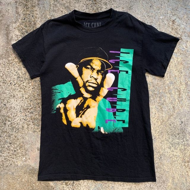 XS/S】ICE CUBE ラッパーTシャツ ブラック 黒□アメリカ古着 アイス