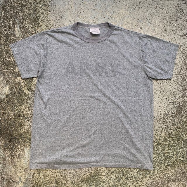 L/XL】90s US ARMY プリントTシャツ 杢グレー□ビンテージ オールド