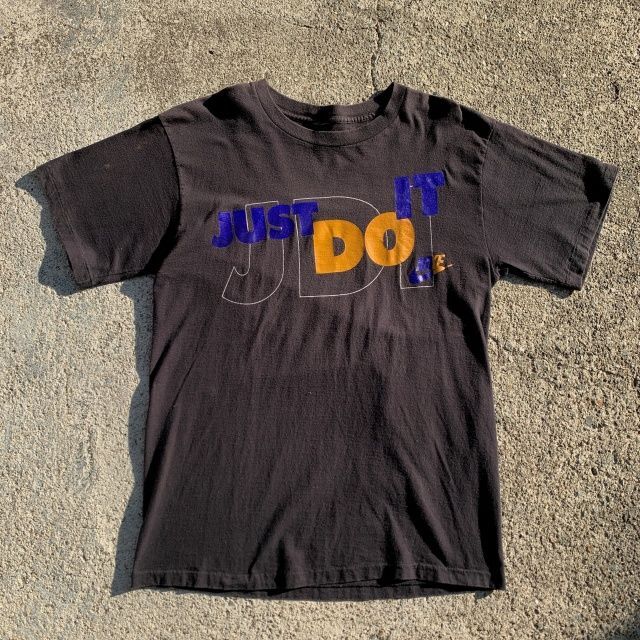 S/M】90s USA製 NIKE「JUST DO IT」プリントTシャツ ブラック 黒
